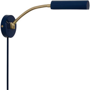 Fusion LED Navy Blue with Satin Brass Accents Goosneck Wall Lamp Wall Light
