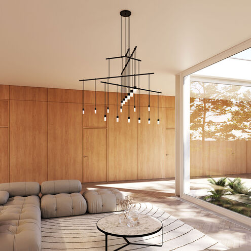 Suspenders LED 61 inch Satin Black Modular Pendant Composition Ceiling Light