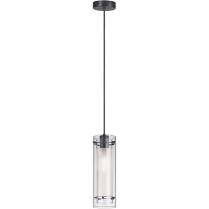 Pasha 1 Light 5 inch Matte Black Pendant Ceiling Light in Clear/Frost Glass