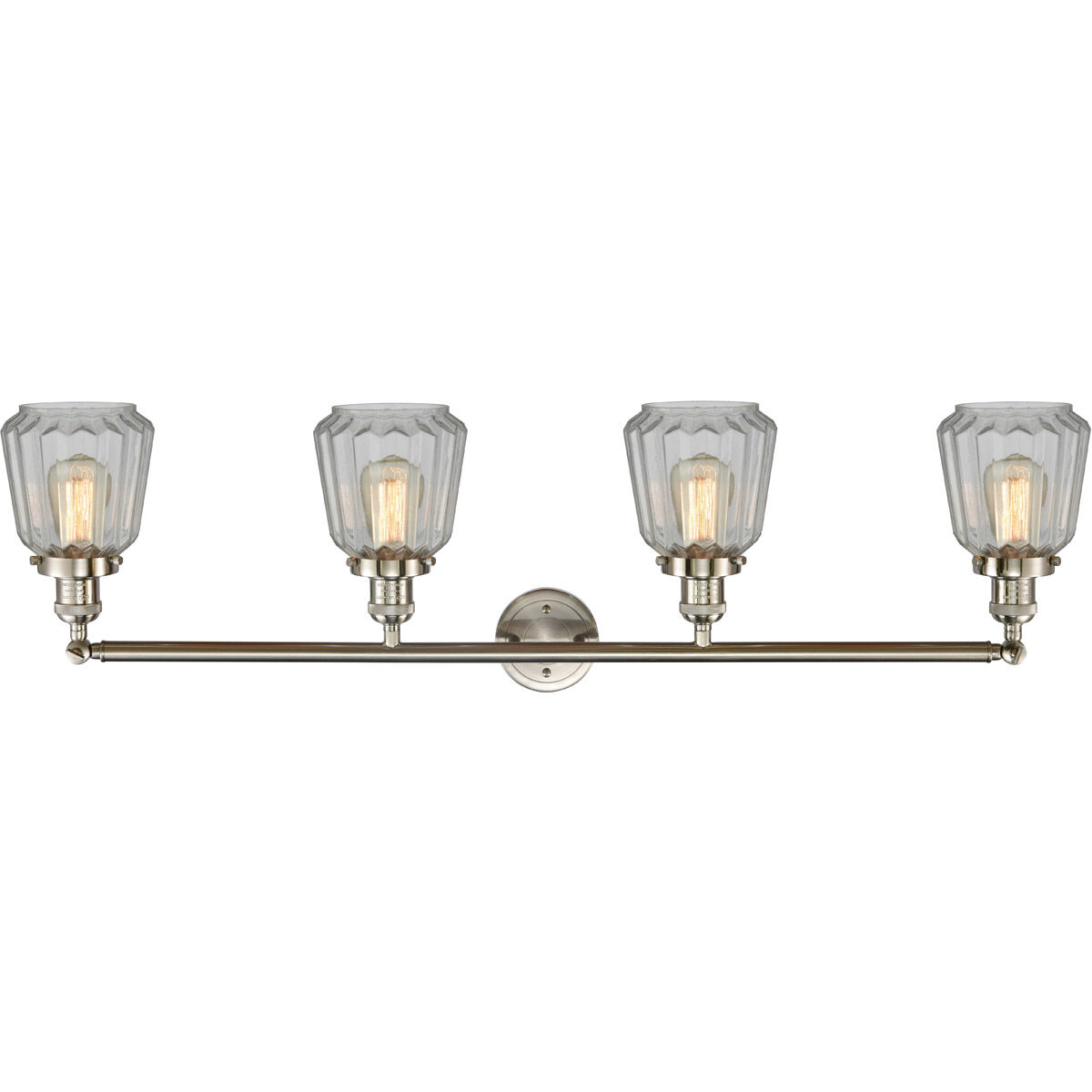 Franklin Restoration Chatham 4 Light 42 inch Brushed Satin Nickel Bath Vanity Light Wall Light in Clear Glass, Franklin Restoration