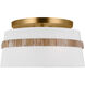 AH by Alexa Hampton Cordtlandt 3 Light 14 inch Burnished Brass with Rattan Semi-Flush Mount Ceiling Light
