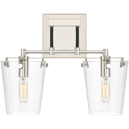 Arlo 2 Light 14 inch Black/Polished Nickel Bath Vanity Light Wall Light