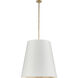 Calor 3 Light 30 inch Vintage Brass and White Linen with Gold Parchment Pendant Ceiling Light