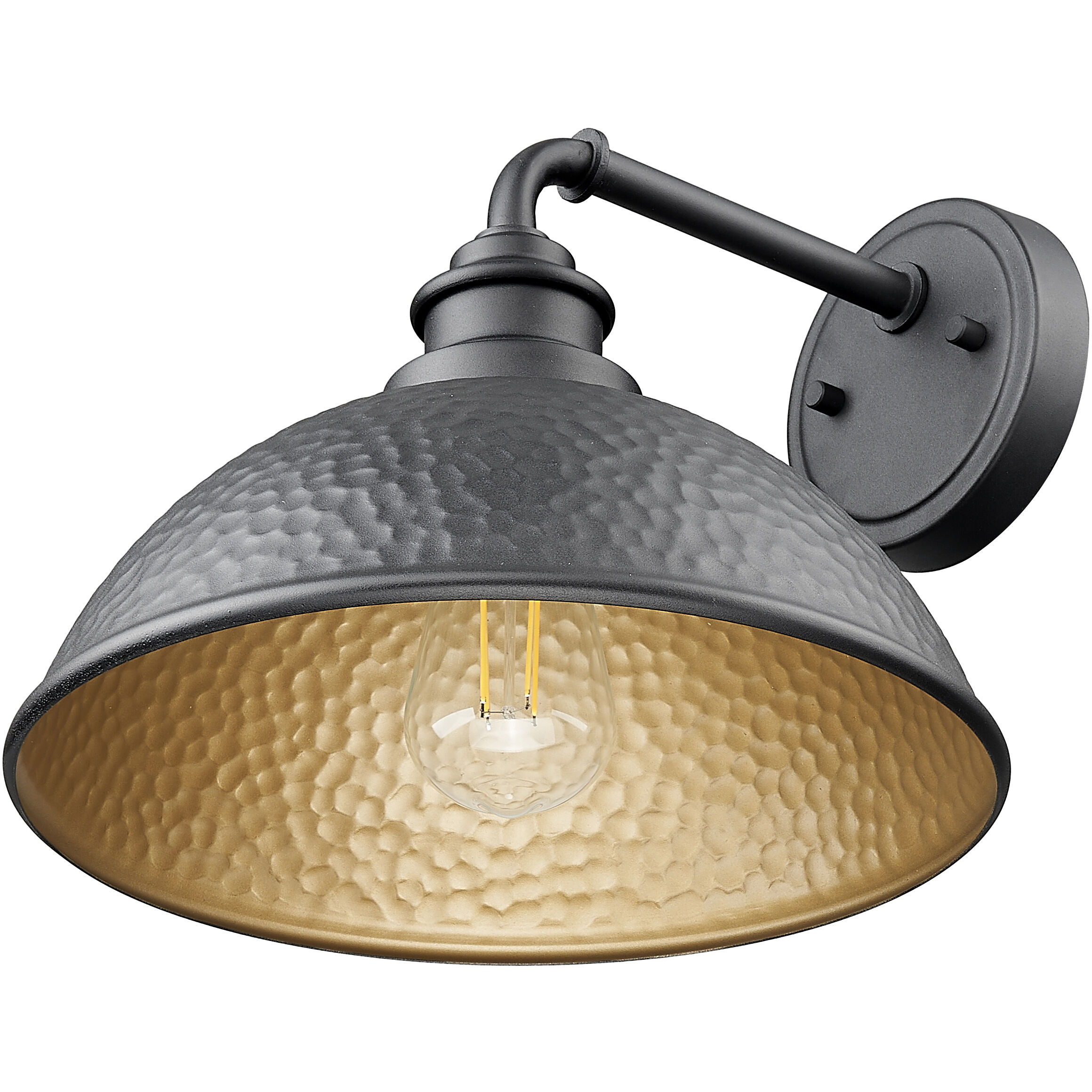 Hammond 1 Light 10.5 inch Hammered Black with Matte Gold Interior Exterior Wall Mount