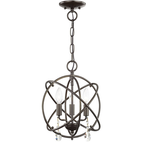 Aria 3 Light 12 inch English Bronze Convertible Mini Chandelier/Ceiling Mount Ceiling Light