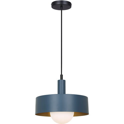 Daylon 1 Light 12.63 inch Matte Blue and Black Pendant Ceiling Light