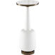 Greta 10.25 inch White Gesso/Antique Brass Drinks Table