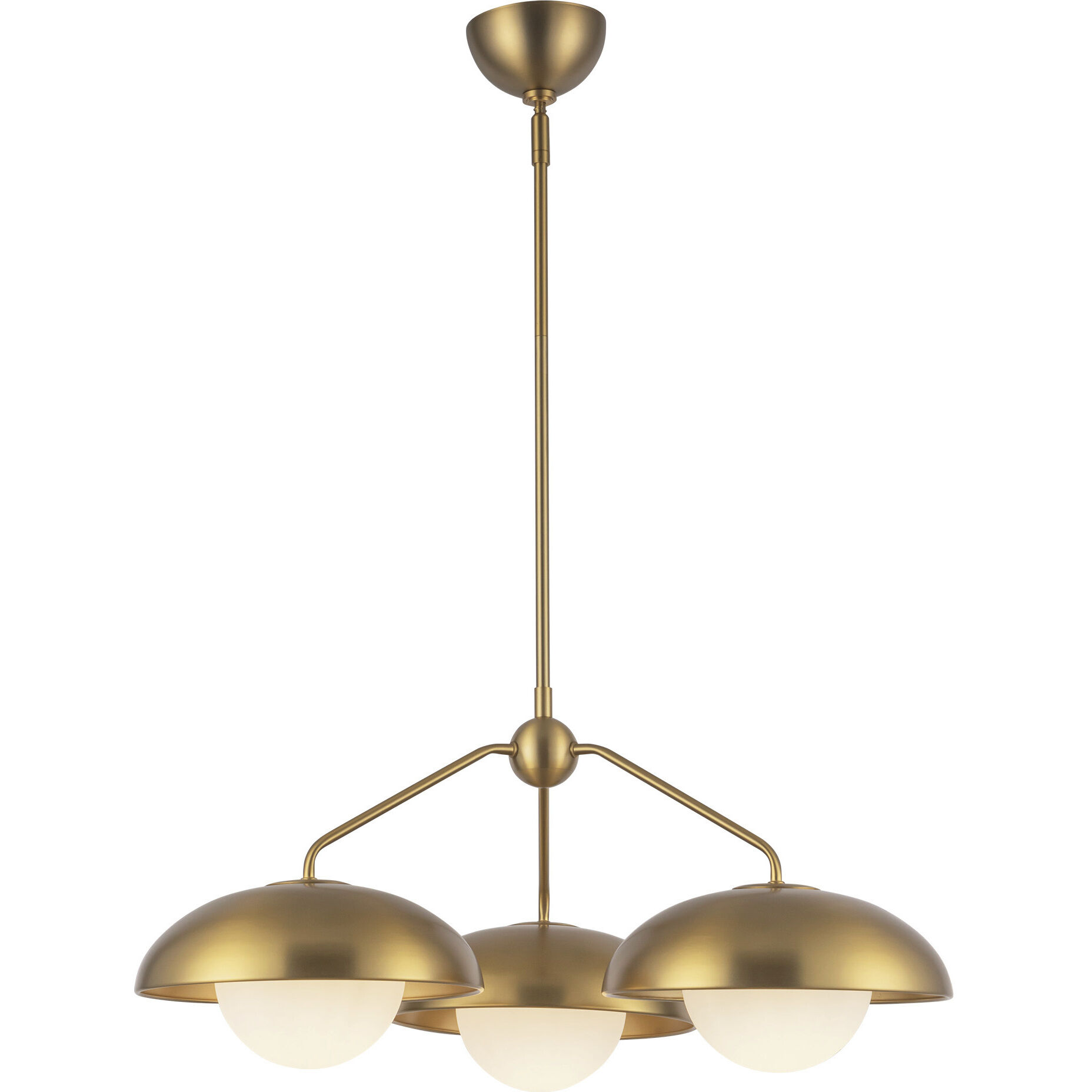 Alora Mood Rubio 3 Light 27.75 inch Aged Gold/Opal Matte Glass Chandelier Ceiling Light