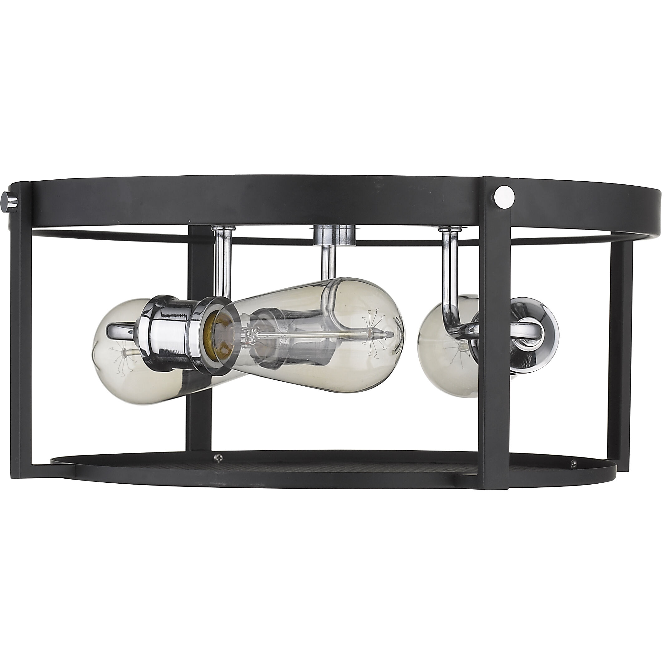 Halcyon 3 Light 16.25 inch Matte Black and Chrome Flush Mount Ceiling Light