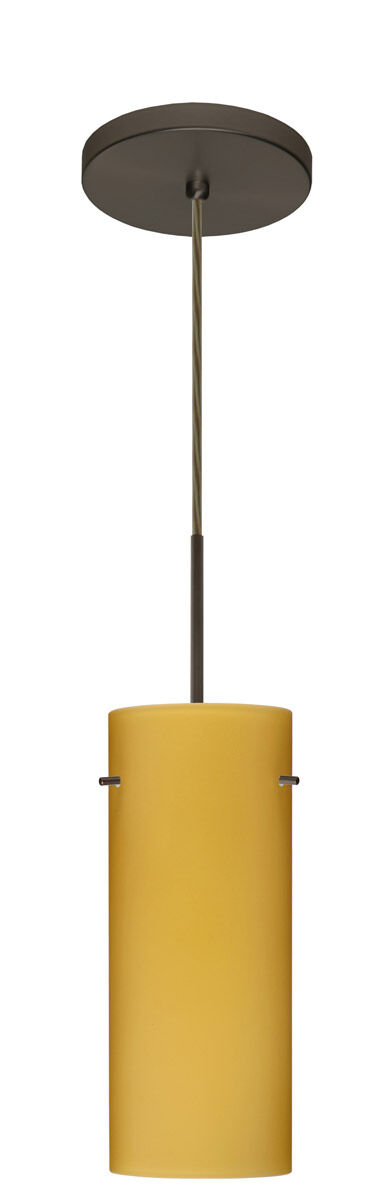 Stilo LED Bronze Pendant Ceiling Light in Vanilla Matte Glass