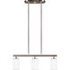 Oslo 3 Light 25.25 inch Brushed Nickel Island Pendant Ceiling Light