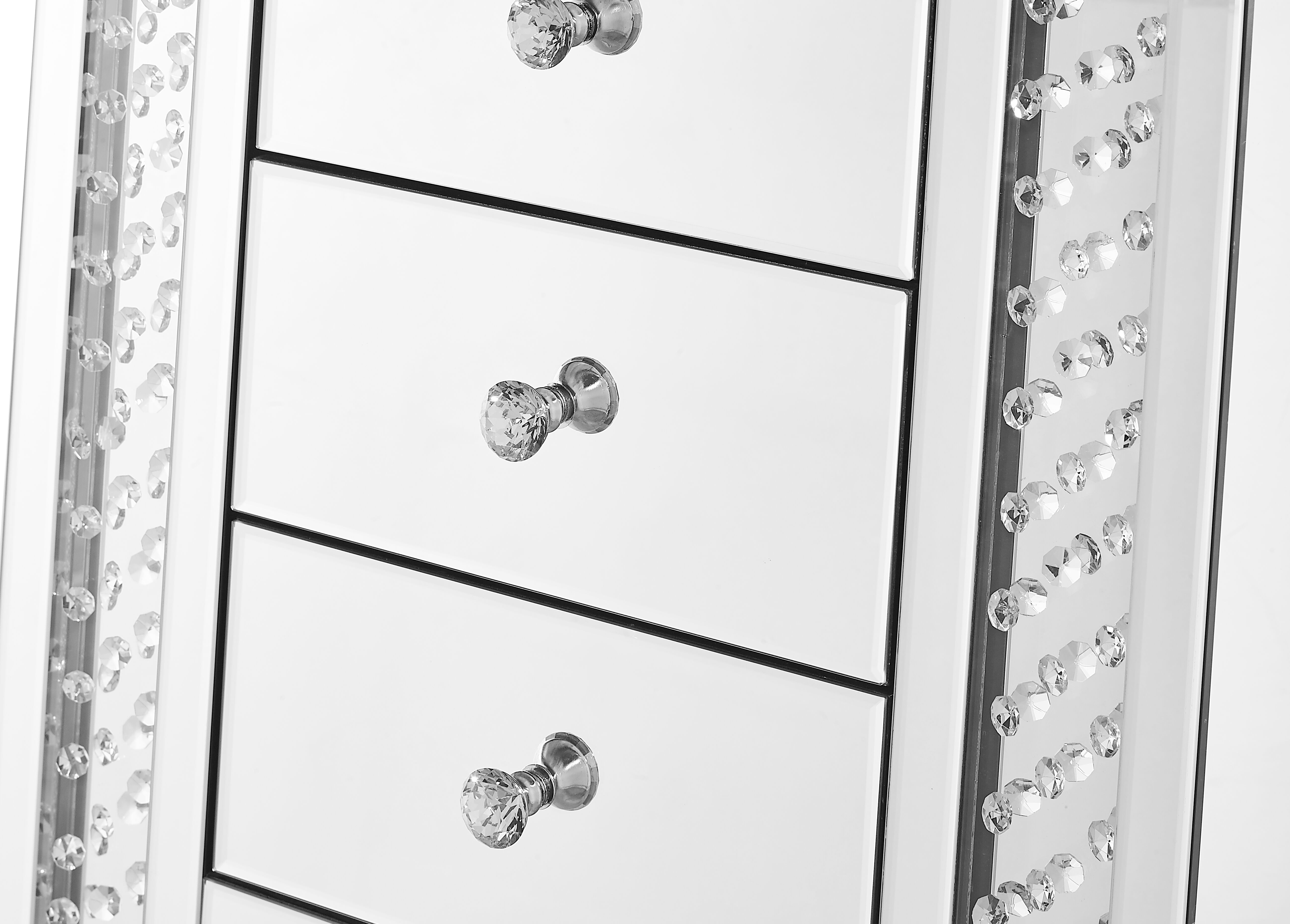 Modern 26 X 22 inch Clear Mirror and Crystal Bedside Table