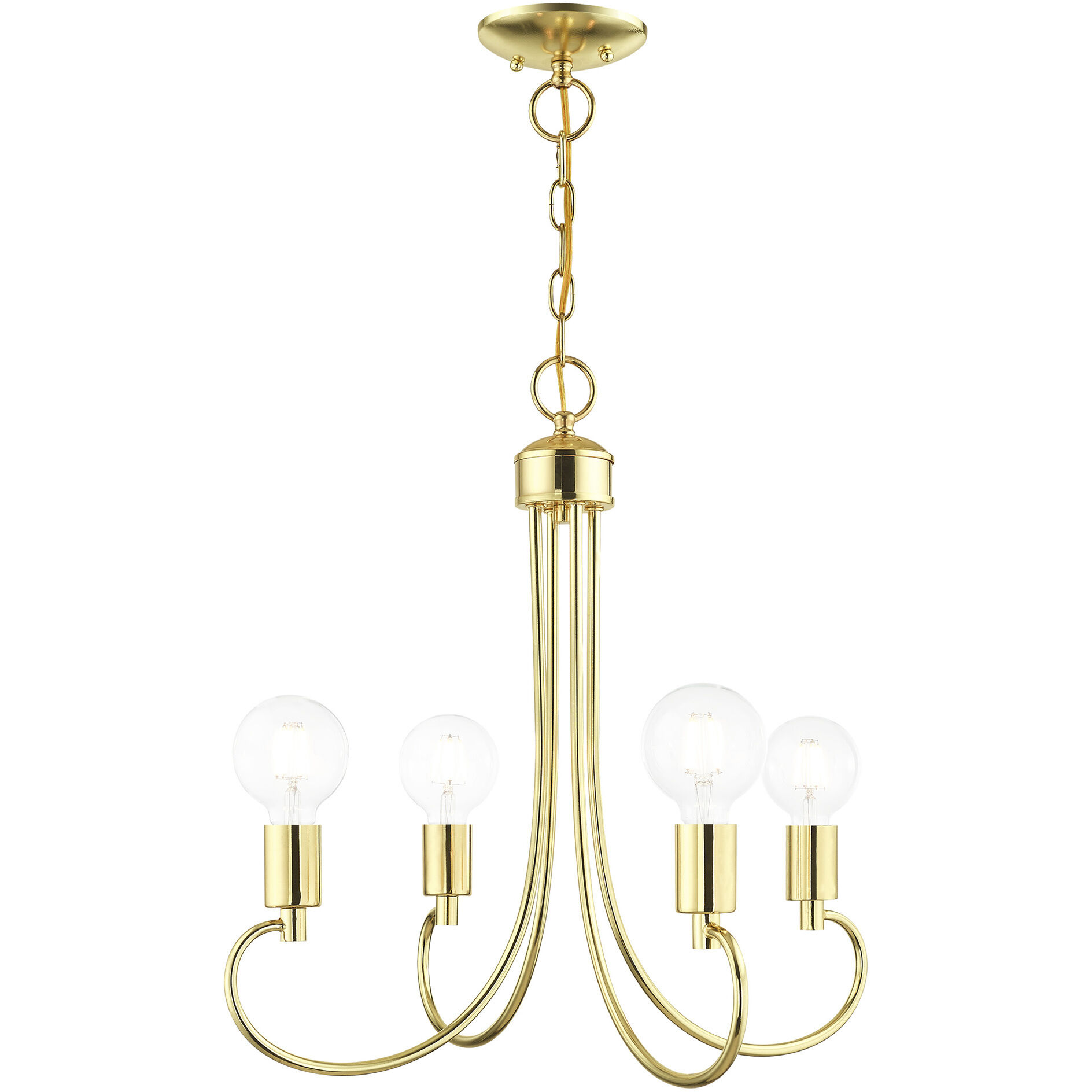 Bari 4 Light 20 inch Polished Brass Chandelier Ceiling Light