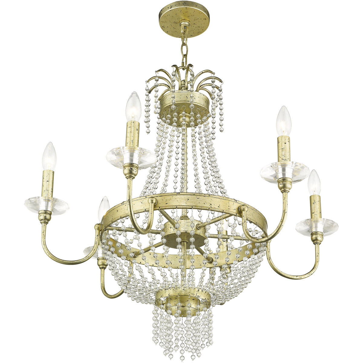 Valentina 6 Light 28 inch Hand Applied Winter Gold Chandelier Ceiling Light