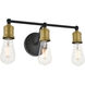 Serif 3 Light 15 inch Brass and Black Wall Sconce Wall Light