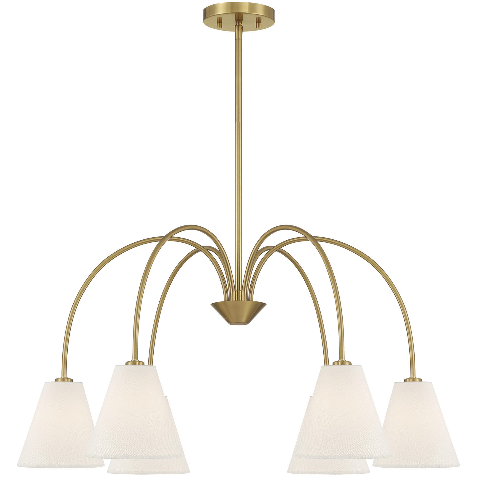 Modern 6 Light 30 inch Natural Brass Chandelier Ceiling Light