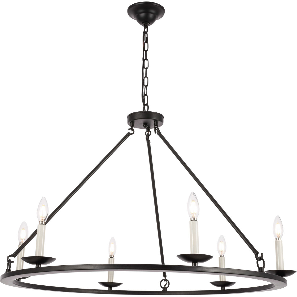 Maine 6 Light 36 inch Black Chandelier Ceiling Light