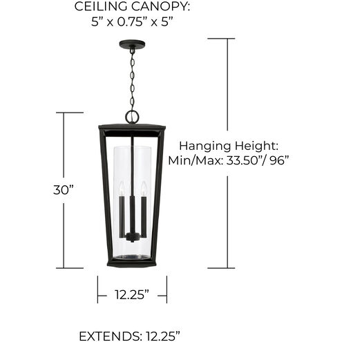 Elliott 3 Light 12.25 inch Black Outdoor Hanging Lantern