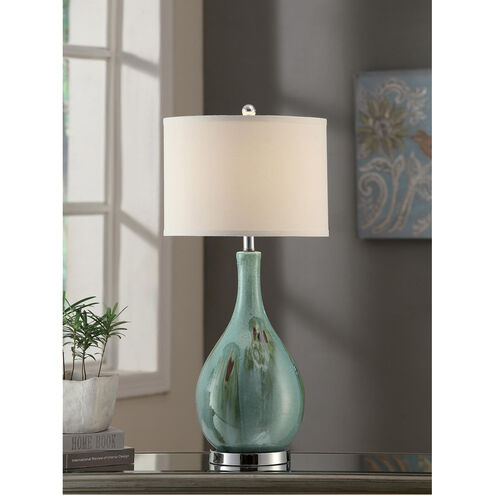 Seascape 30 inch 40 watt Glazed Blue Table Lamp Portable Light