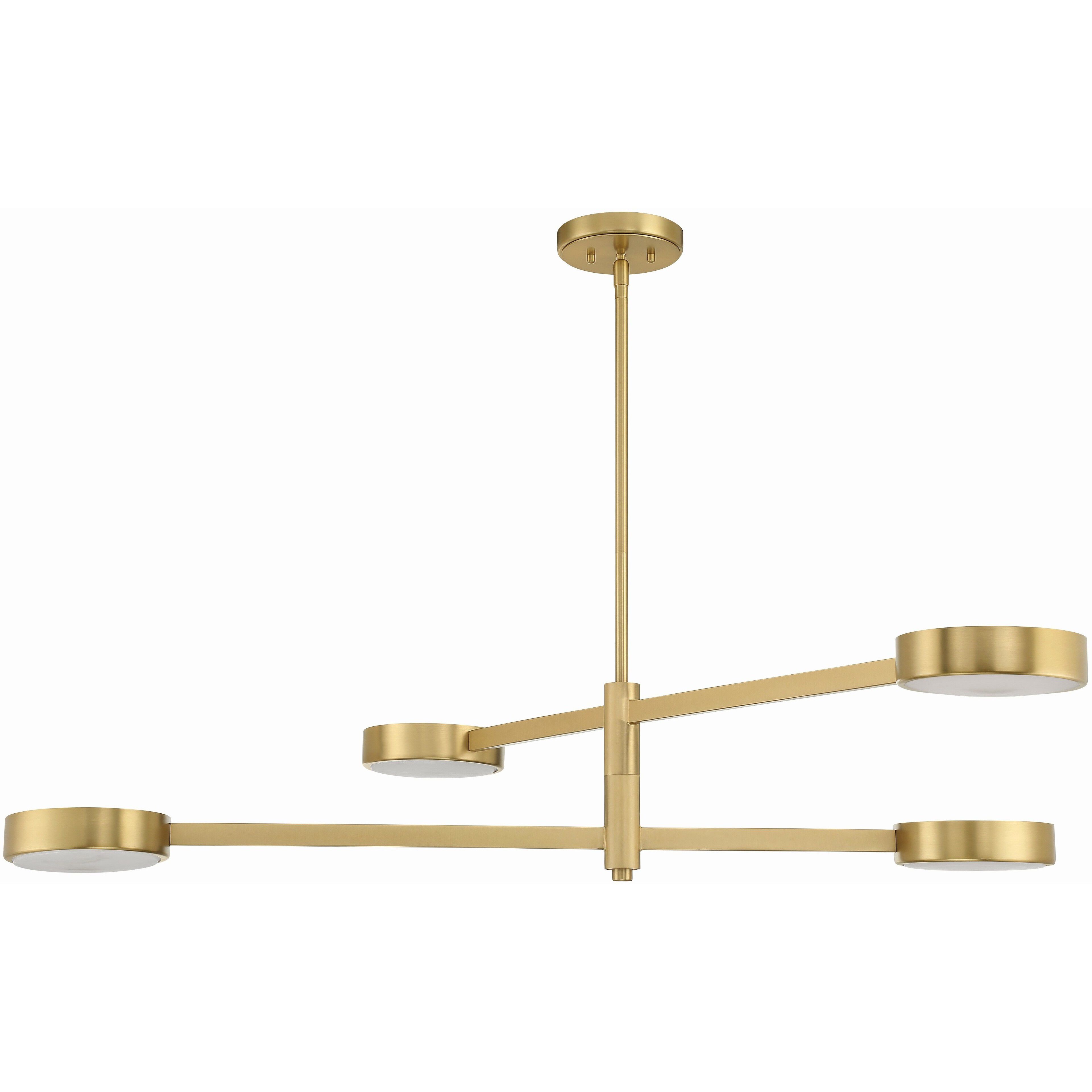 Orson 4 Light 54 inch Modern Gold Linear Chandelier Ceiling Light