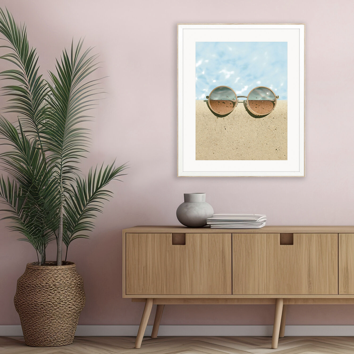 Summer Chill Turquoise and Beige and Blue Framed Art