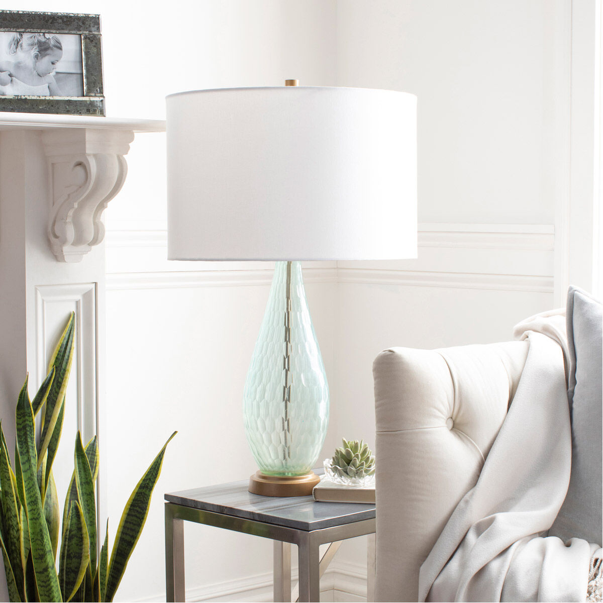 Glasshouse Table Lamp Aqua Surya GSH 003