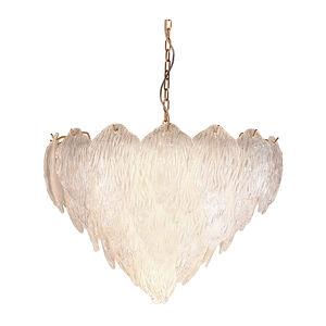 Acanthus 10 Light 24 inch Clear Textured Glass With Gold Chandelier Ceiling Light, Flambeau