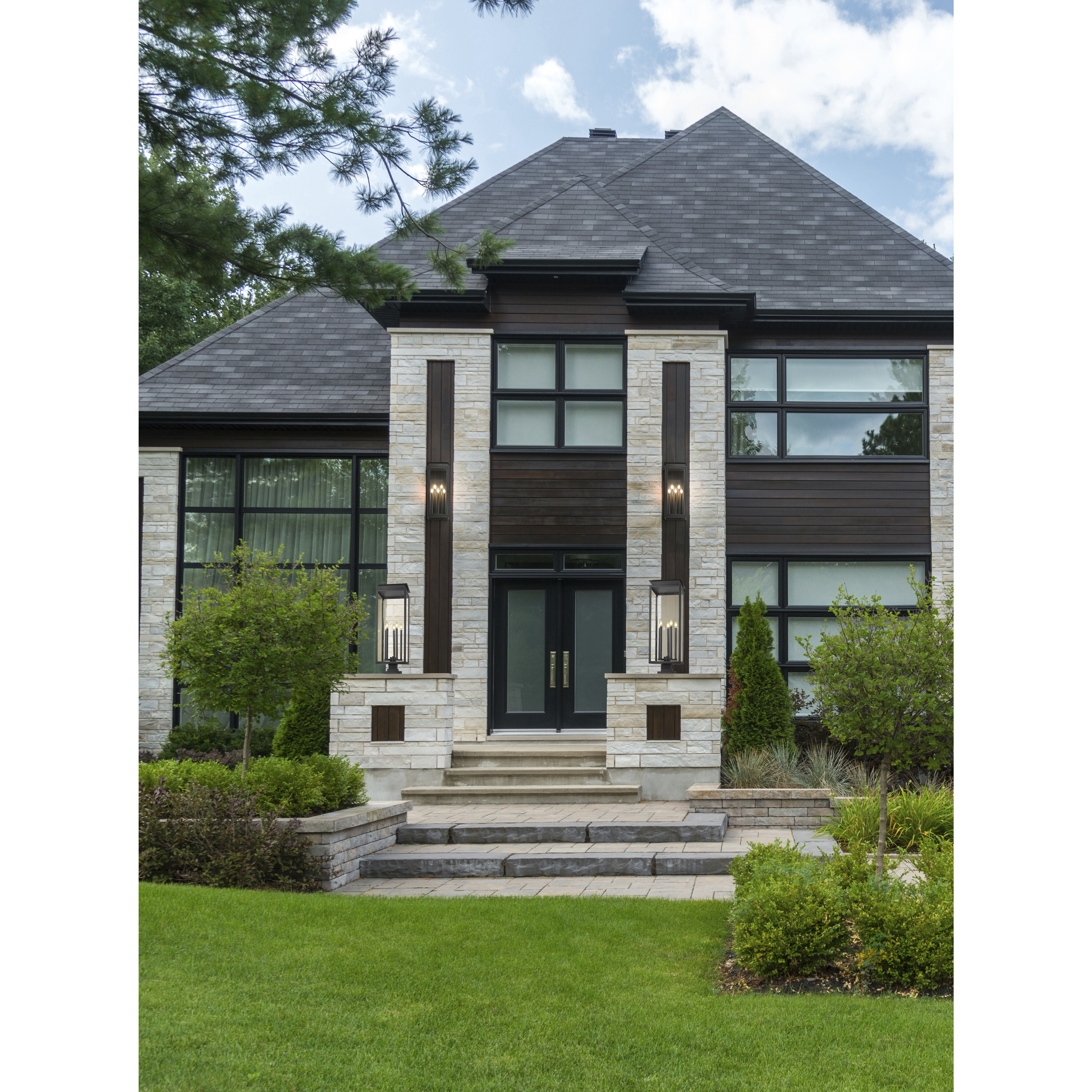 Nova 5 Light 36.75 inch Black Outdoor Pier Mounted Fixture in Clear Glass