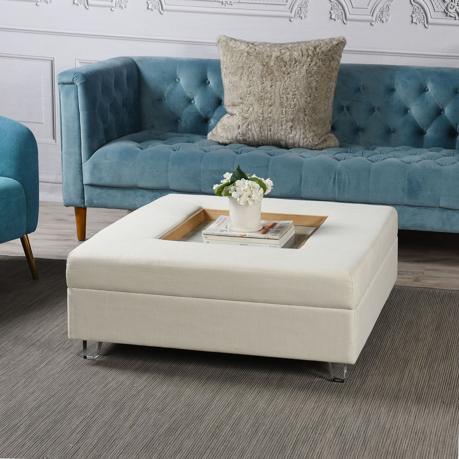 Austin Allen James 37.5 X 37.5 inch Cream and Clear Coffee Table