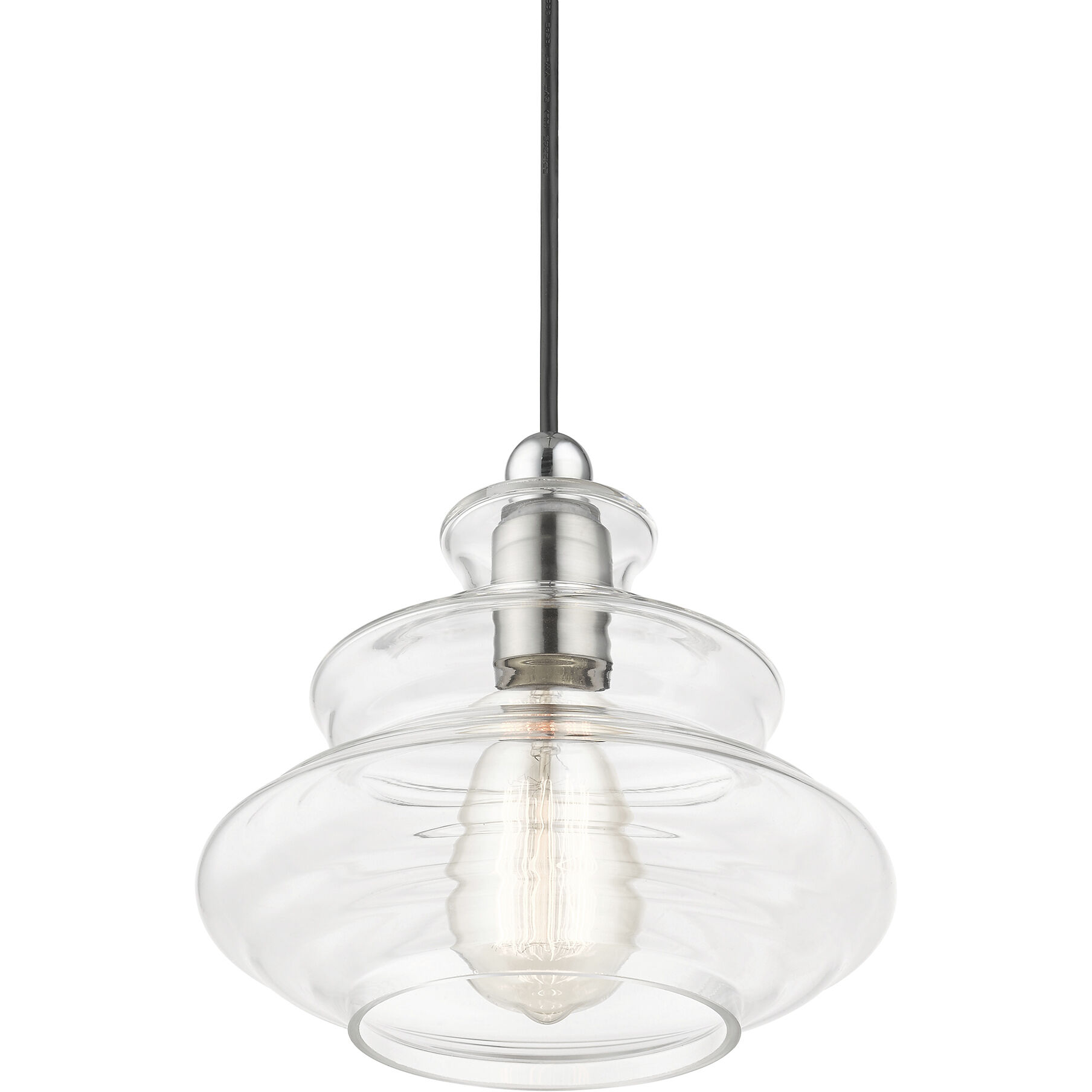 Everett 1 Light 9 inch Brushed Nickel with Chrome Finish Accents Pendant Ceiling Light