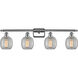 Ballston Belfast 4 Light 36 inch Polished Chrome Bath Vanity Light Wall Light in Clear Crackle Glass, Ballston
