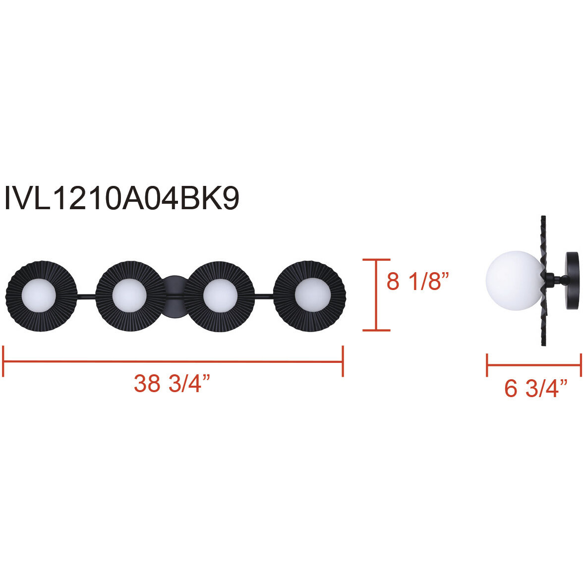 Payton 4 Light 38.75 inch Black Vanity Light Wall Light