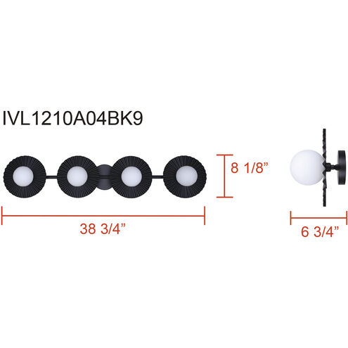 Payton 4 Light 38.75 inch Black Vanity Light Wall Light