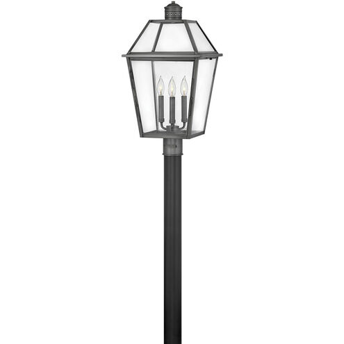 Heritage Nouvelle 3 Light 25 inch Blackened Brass with Black Outdoor Post Mount Lantern