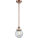 Ballston Beacon 1 Light 6 inch Antique Copper Pendant Ceiling Light in Seedy Glass