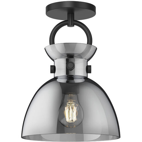 Alora Mood Waldo 1 Light 8.75 inch Matte Black Semi Flush Mount Ceiling Light in Smoke Glass