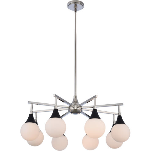 Bogart 8 Light 28 inch Matte Black with Polished Nickel Chandelier Ceiling Light