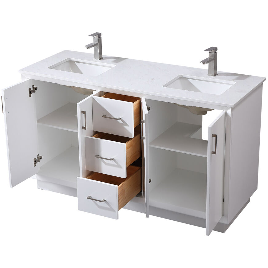 Hayes 60 X 22 X 35 inch White Vanity Sink Set