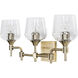 Margaux 3 Light 23.5 inch Antique Brass and Clear Bath Vanity Light Wall Light