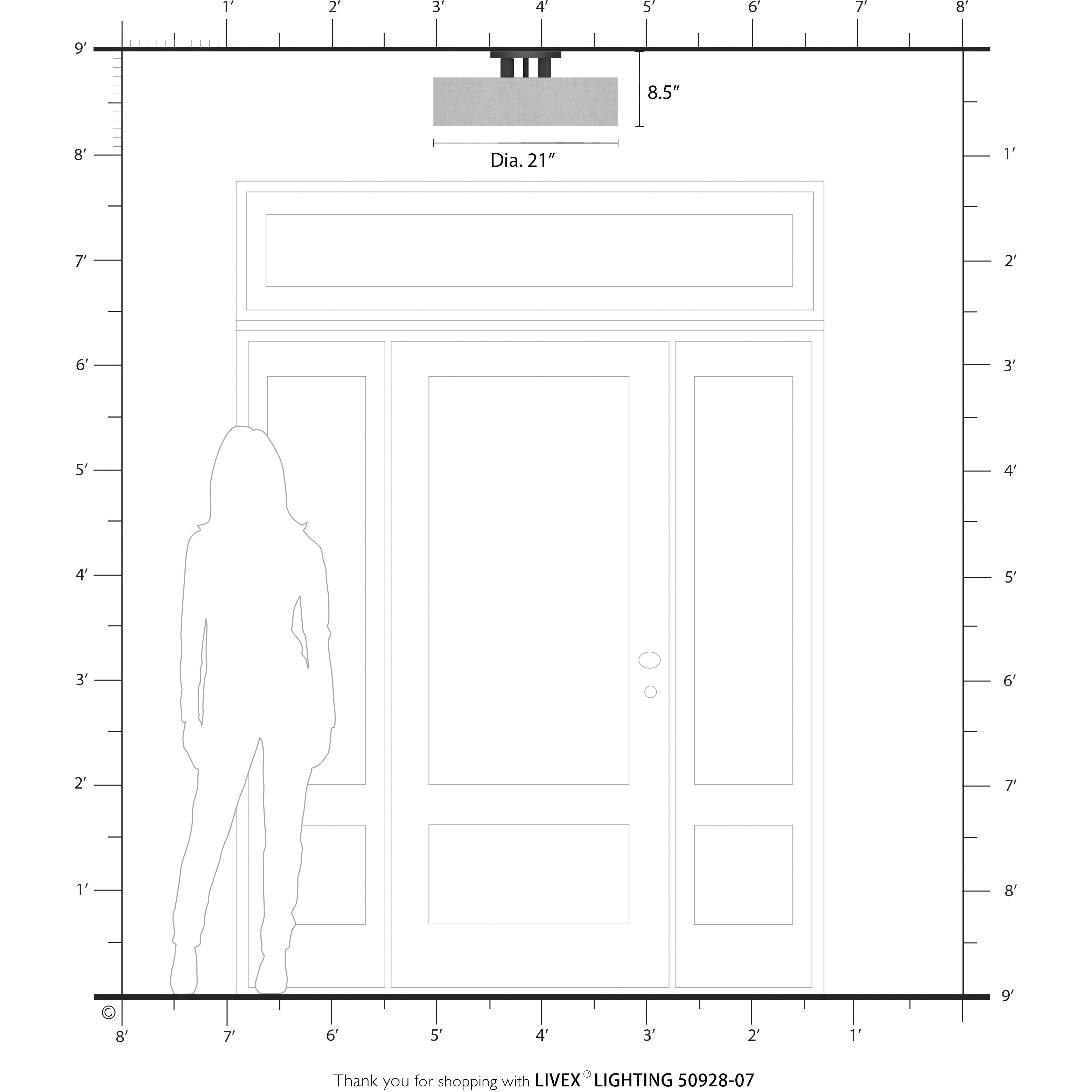 Ellsworth 4 Light 21 inch Bronze Semi Flush Mount Ceiling Light, Large