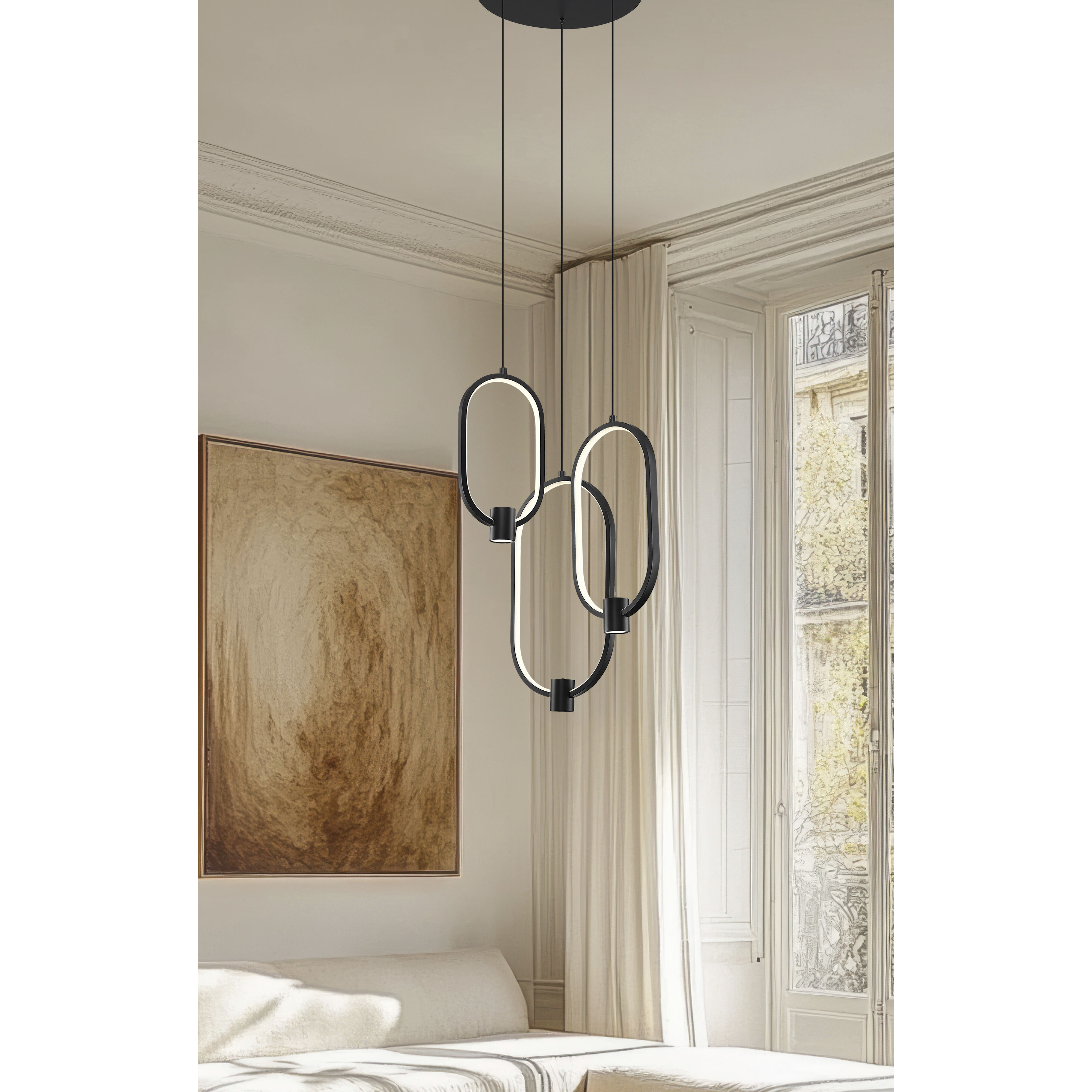 Saros LED 16.25 inch Matte Black Chandelier Ceiling Light