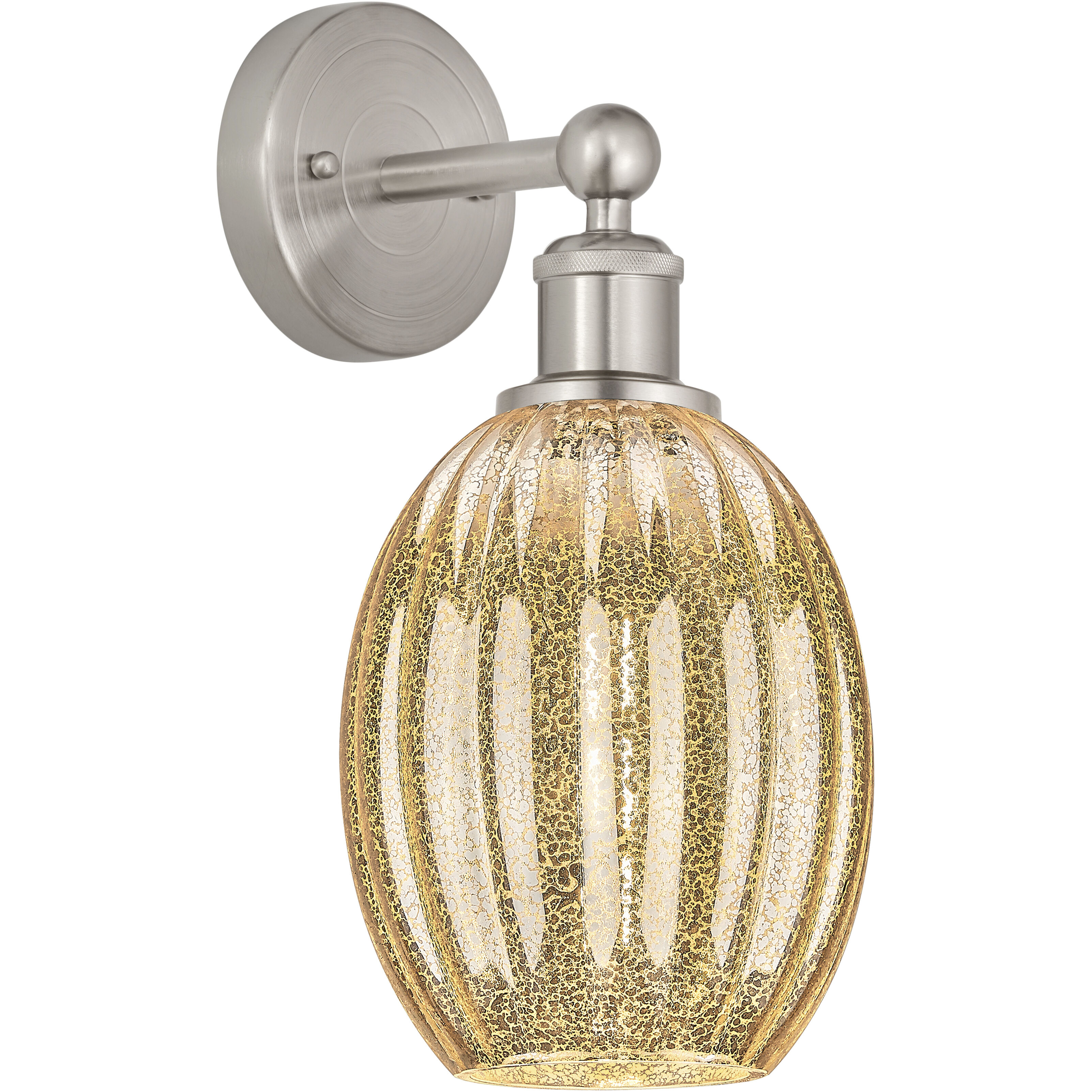 Edison Preston Armed Sconce Wall Light in Brushed Satin Nickel, Mercury