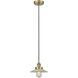 Edison Halophane LED 9 inch Antique Brass Mini Pendant Ceiling Light