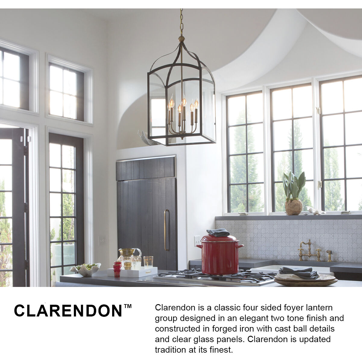 Clarendon 6 Light 16 inch Bronze with Heirloom Brass Indoor Foyer Light Ceiling Light