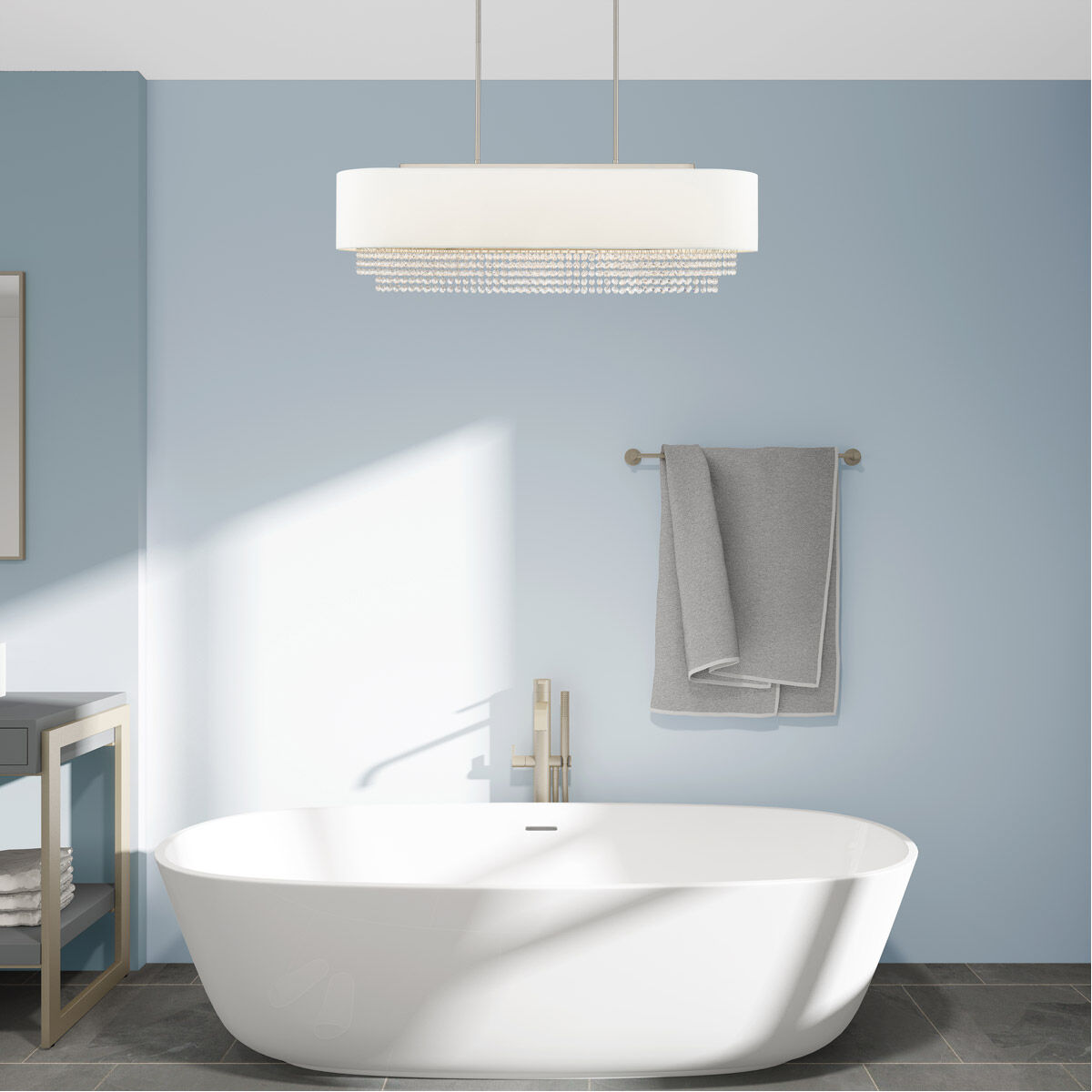 Carlisle 5 Light 41 inch Brushed Nickel Linear Chandelier Ceiling Light