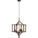Andreas 3 Light 20.1 inch Antique Wood Pendant Ceiling Light