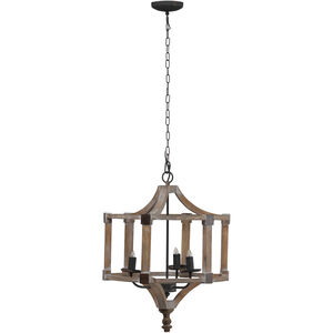 Andreas 3 Light 20.1 inch Antique Wood Pendant Ceiling Light