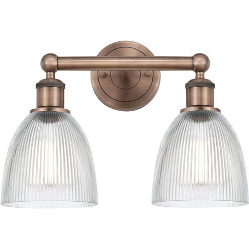 Castile 2 Light 15 inch Antique Copper Bath Vanity Light Wall Light in Clear