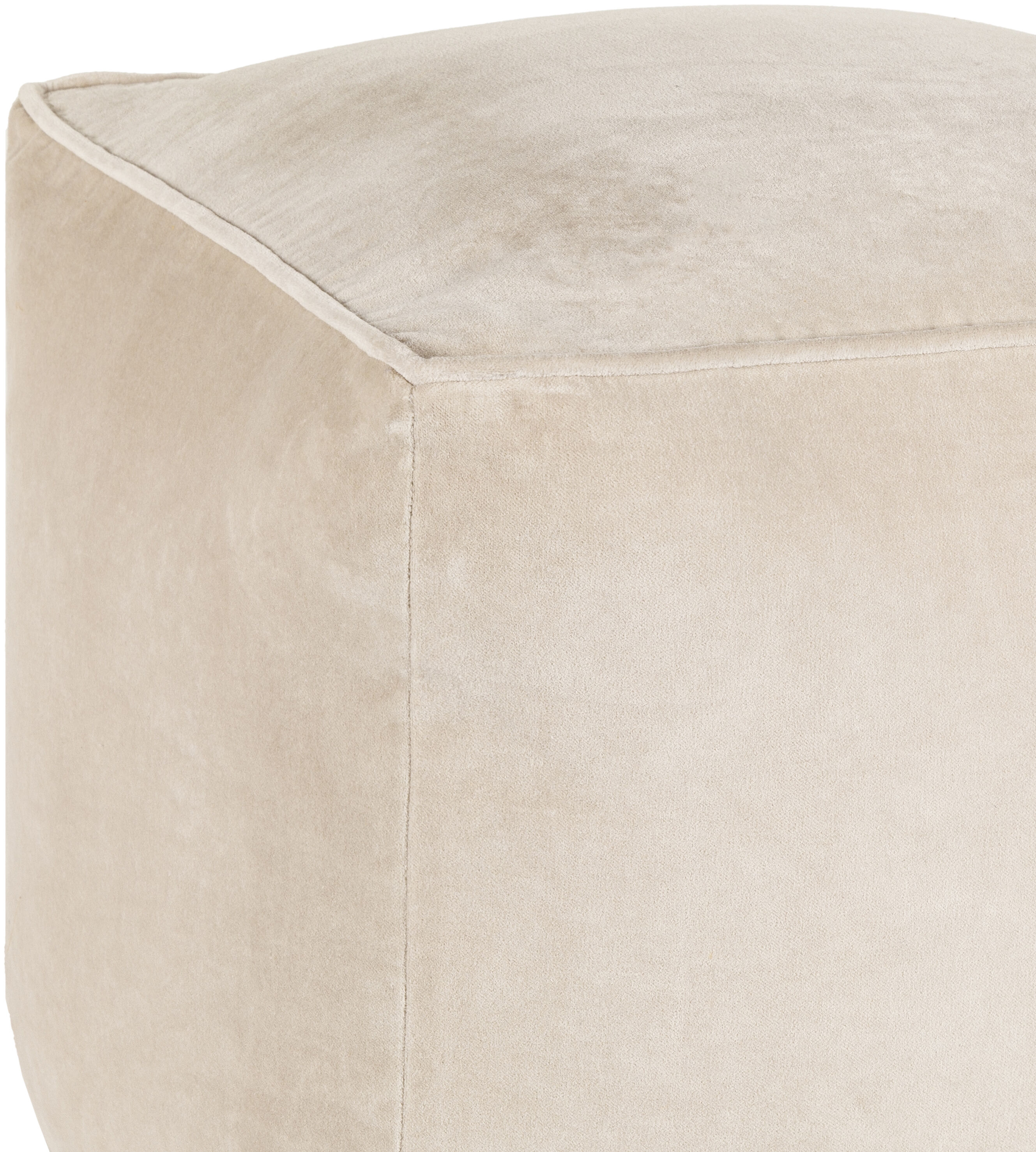 Cotton Velvet 16 inch Pouf, Cube