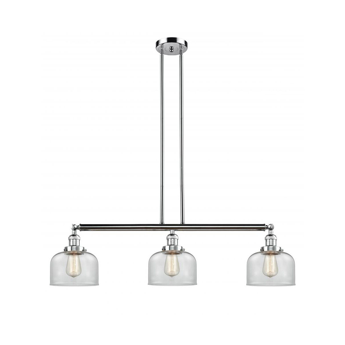 Franklin Restoration Large Bell LED 41 inch Polished Chrome Island Light Ceiling Light in Clear Glass, Franklin Restoration